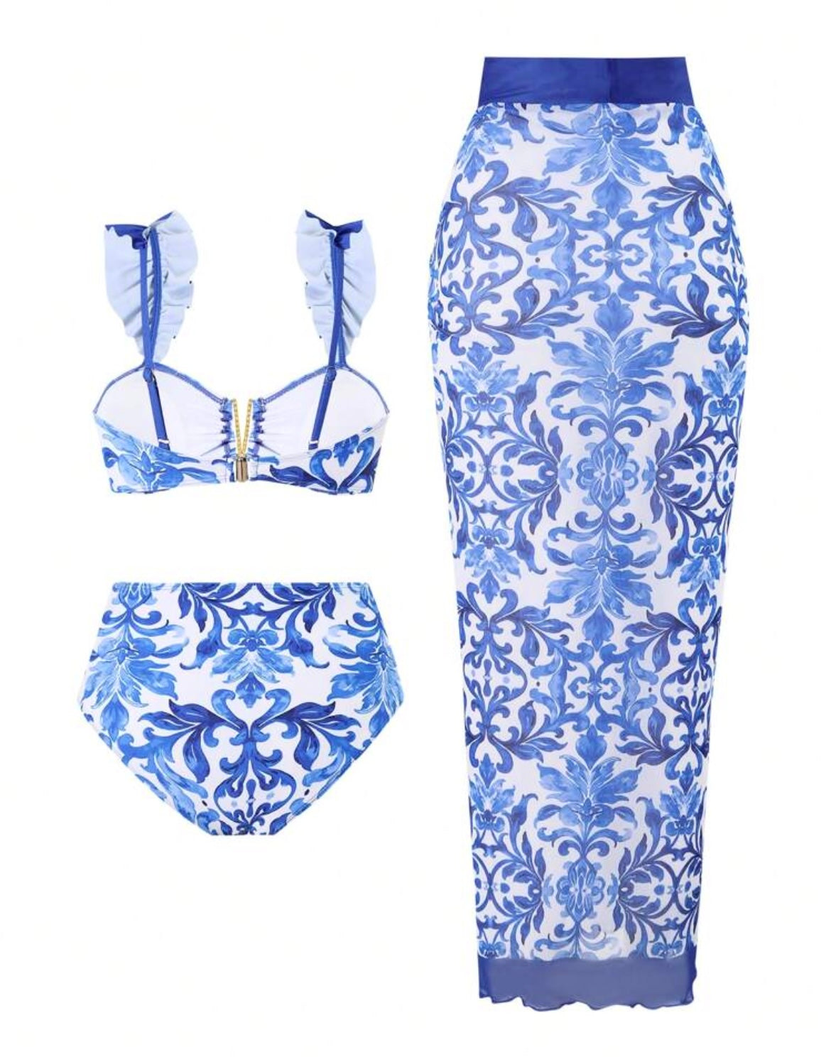 3pcs Blue Bikini Set