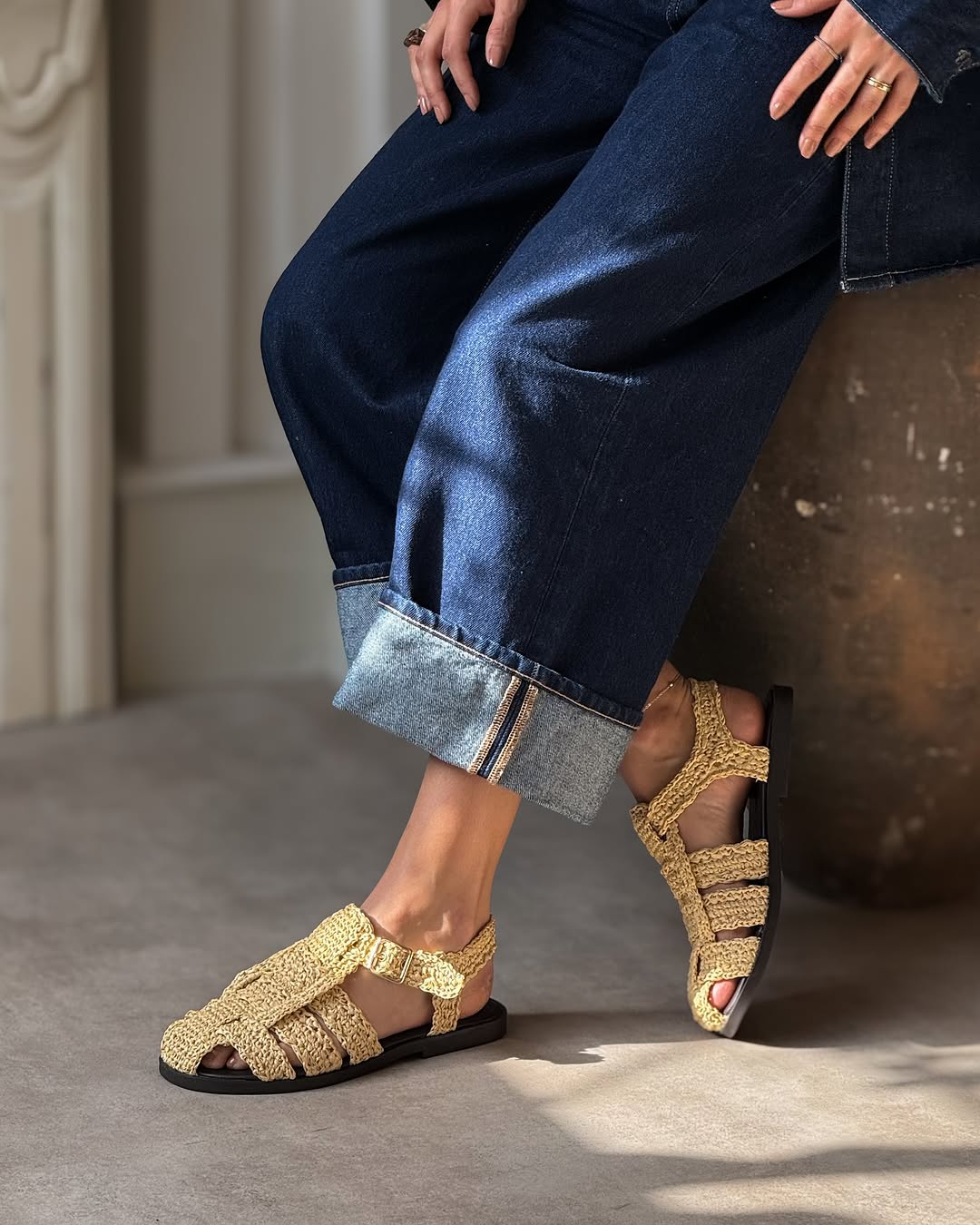 .NEW Ramona Straw Knit Sandals