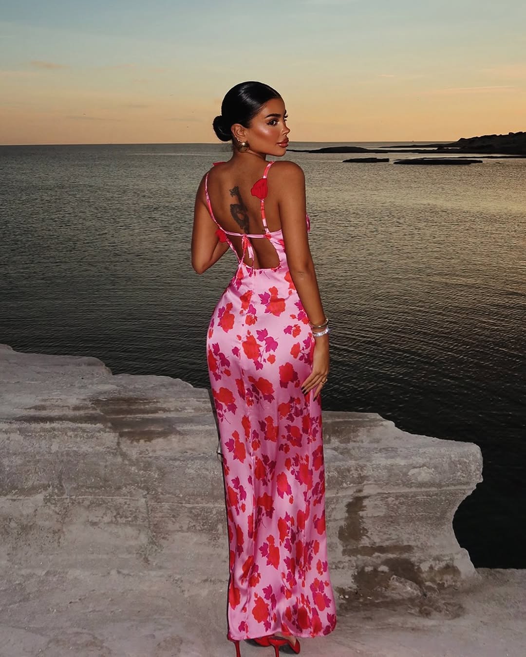 Satin Floral Dress