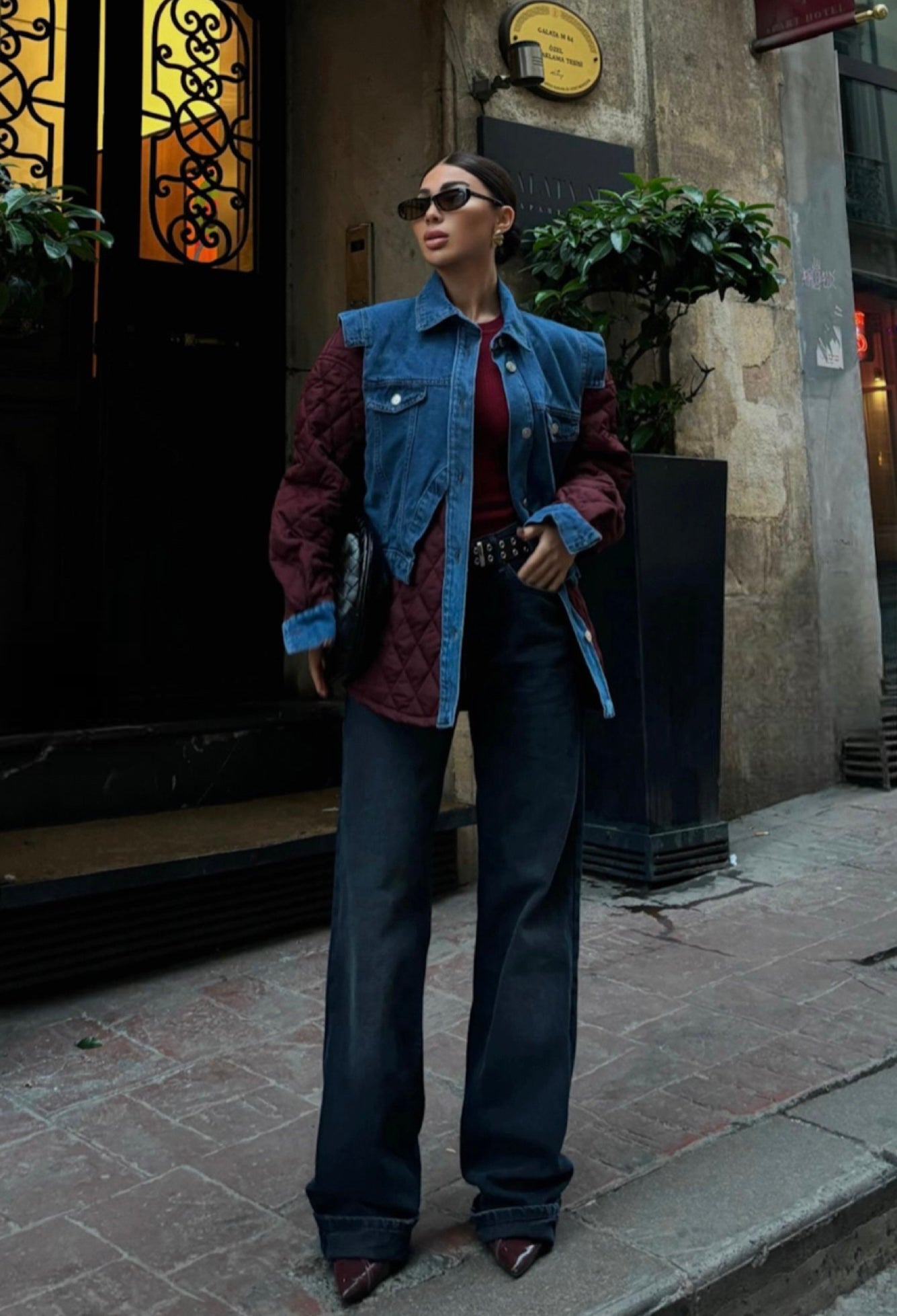 Quilted Oversized Denim Jacket