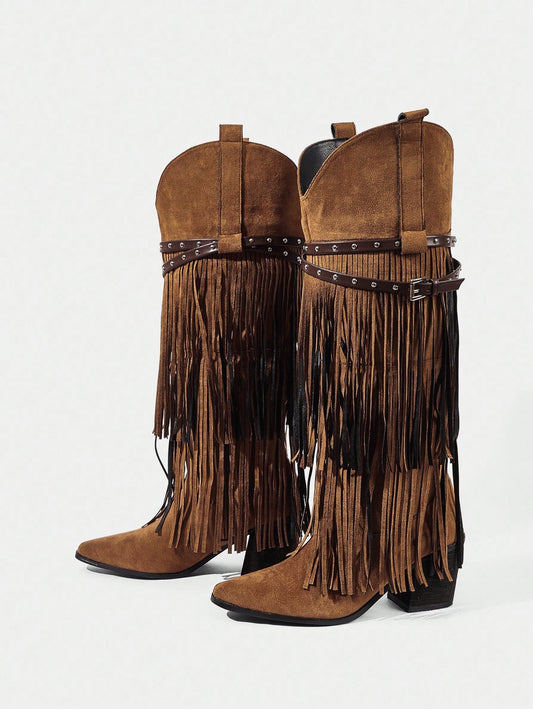 .NEW Boho Fringe Suede Boots