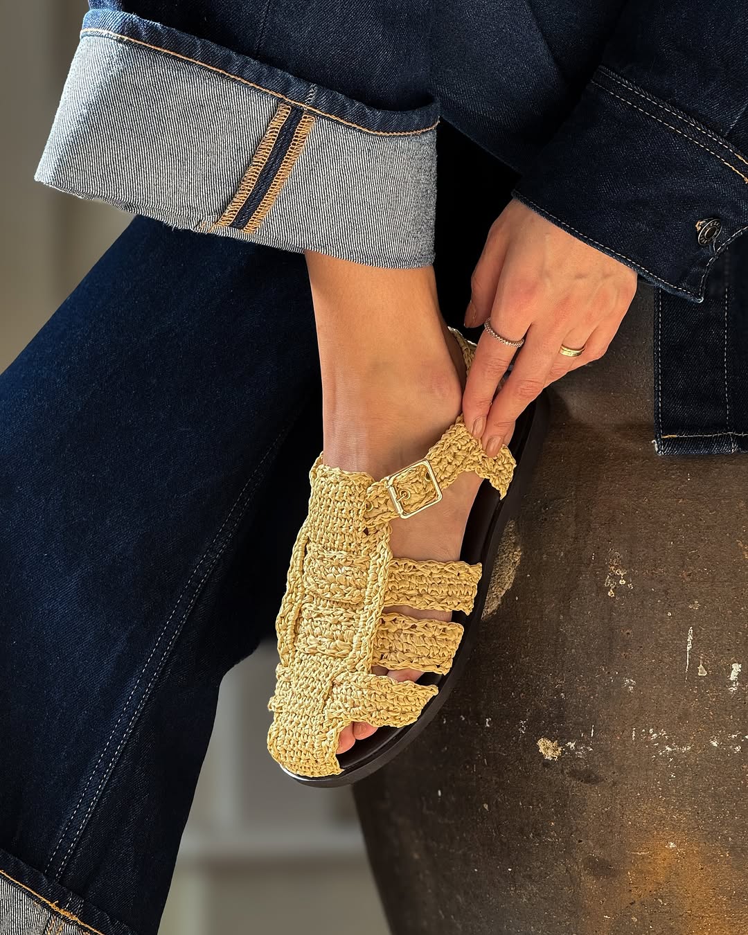 .NEW Ramona Straw Knit Sandals