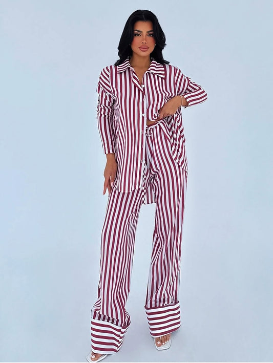 Maroon Stripe Co-Ord