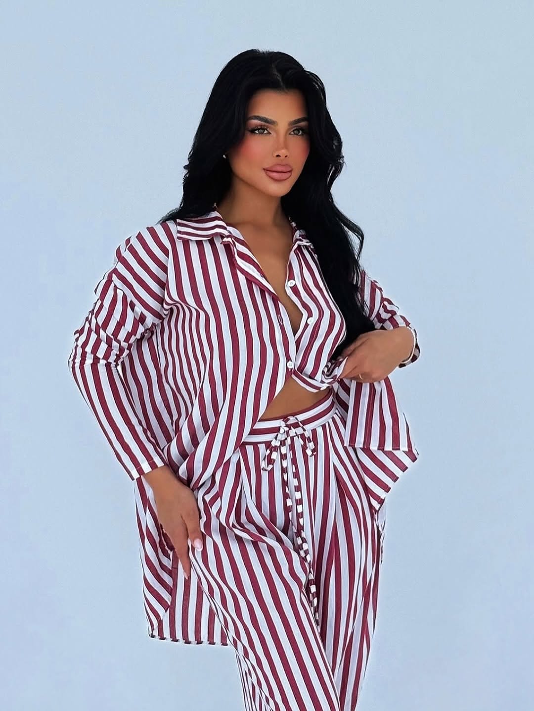 Maroon Stripe Co-Ord