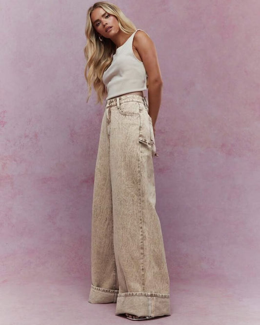 Beige Denim Pants