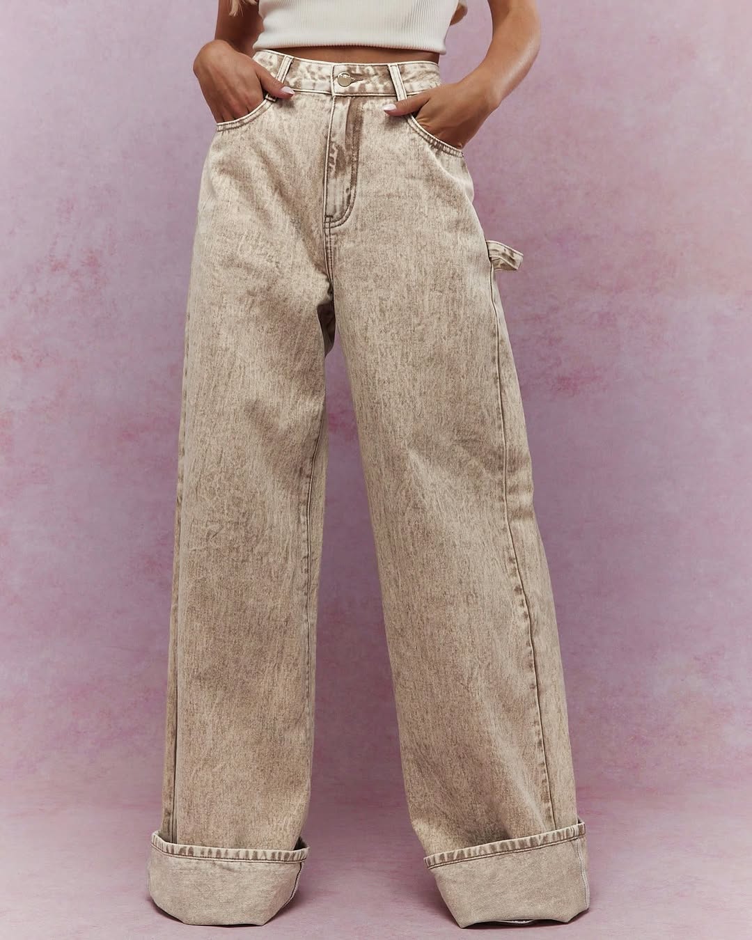Beige Denim Pants